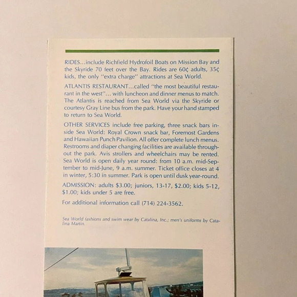 Vintage Sea World Mission Bay Park San Diego Travel Guide Brochure - Picture 3 of 12